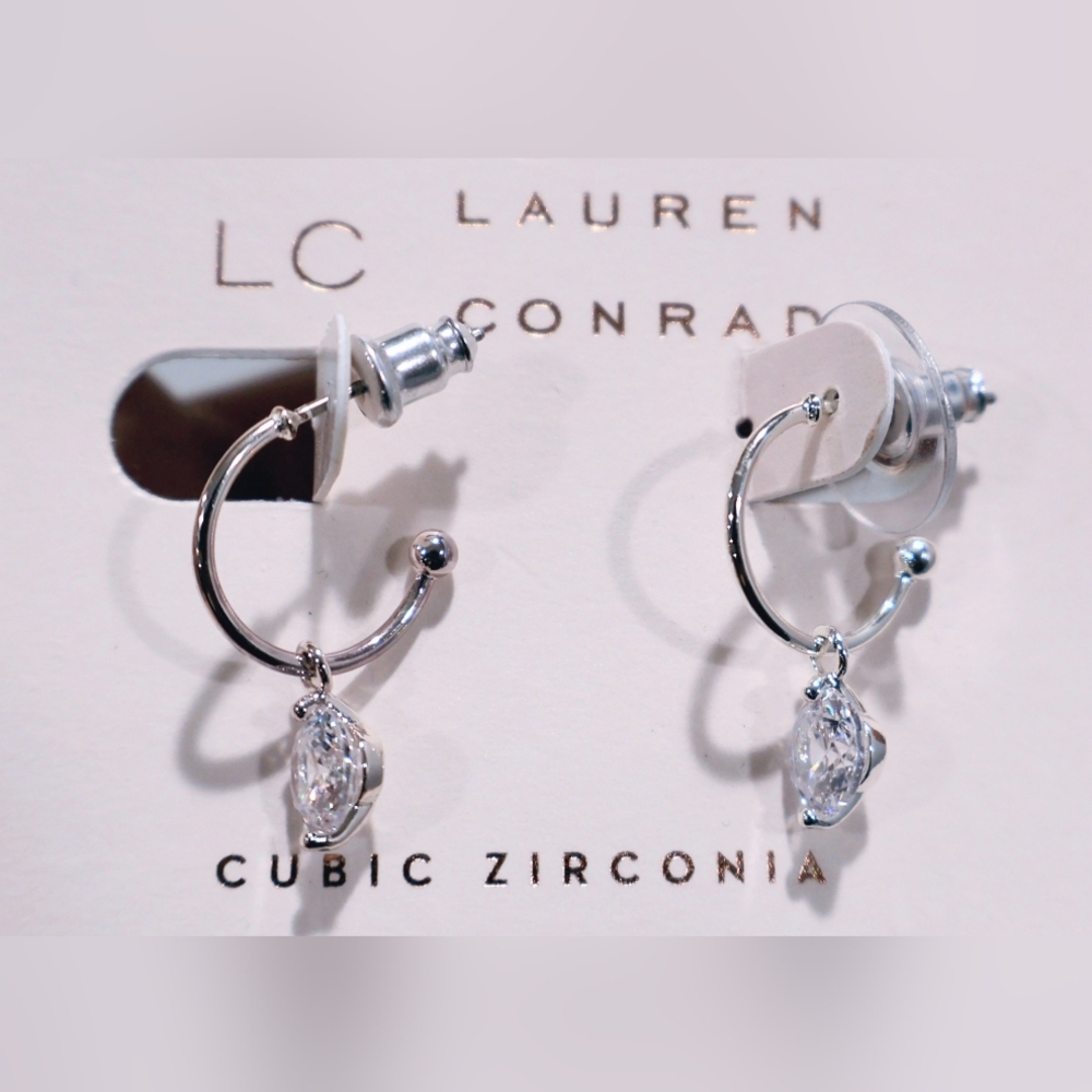 🔖 LC Lauren Conrad Silver Cubic Zirconia Earrings